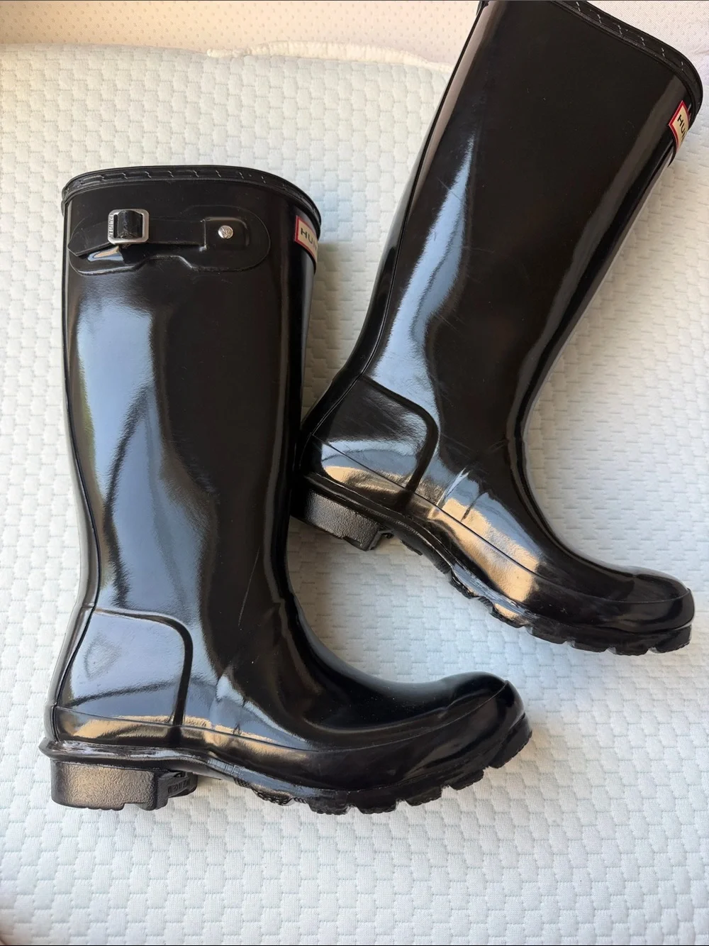 Hunter Gloss Black Knee-High Rain Boots